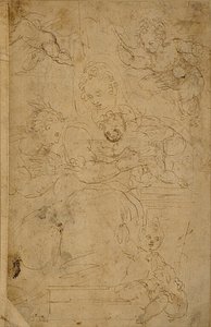 La Virgen y el Niño con el Niño San Juan Bautista y una santa de Battista Franco