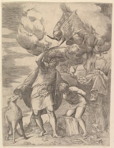 El ángel deteniendo el brazo de Abraham de Battista Franco Veneziano