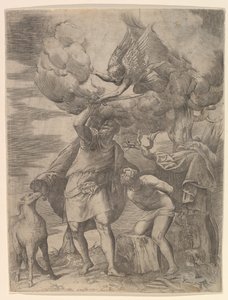 El ángel deteniendo el brazo de Abraham, después de 1552 de Battista Franco Veneziano