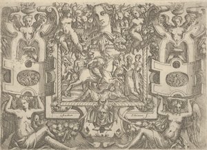 Figura a caballo sosteniendo una espada y cabalgando sobre una figura tendida en el suelo, ca. 1540-80 de Battista del Moro