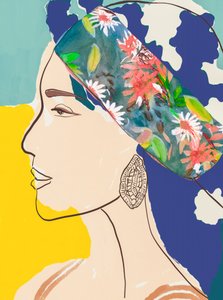 Mujer con pañuelo de flores de Beate Tubach