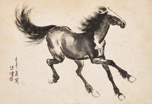 Caballo al galope (tinta sobre papel) de Beihong Xu