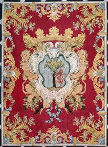 Blasón nobiliario con un león y un árbol. Tapiz de las manufacturas de Bruselas. Siglo XVI Genes, Musei di Strada Nuova de Belgian School