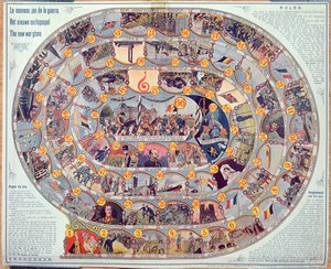 Juego de mesa de eventos y el desarrollo de la 1ª Guerra Mundial en Bélgica, c.1918-19 de Belgian School
