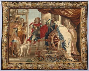 El rey Alejandro Magno corta el nudo gordiano. Tapiz realizado en las manufacturas de Bruselas. Siglo XVI Genes, Musei di Strada Nuova de Belgian School
