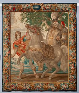 El rey Alejandro Magno doma al caballo Bucéfalo. Tapiz realizado en las manufacturas de Bruselas. Siglo XVI Genes, Musei di Strada Nuova de Belgian School