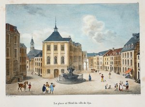 La plaza y el Hotel de ville de Spa, c.1895 (fotochrom)