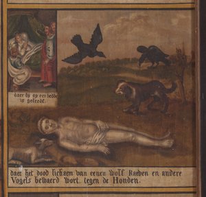 Maarke. Capilla (Sint-Vincentiuskapel). Interior. Pintura. El mártir de San Vicente. Siglo XIX. Detalle.
