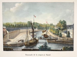 Paseo de la coupure, en Gante, c.1895 (fotochrom) de Belgian School