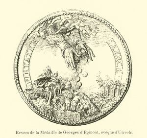 Reverso de una medalla de George van Egmond, Obispo de Utrecht de Belgian School