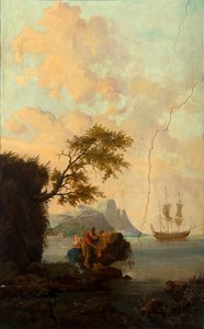 Segunda sala al fondo, sala de reuniones, murales con escenas rurales en estilo clásico, probablemente de hacia 1810, escena 5