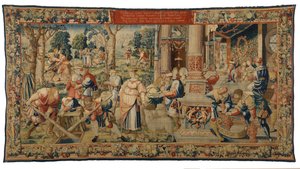 Tapiz, Historia de Labán, Jacob y Raquel, Génesis XXIX, realizado en Bruselas, Bélgica, c.1530 (lana y seda) de Belgian School