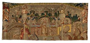 Fragmento de tapiz que representa el Milagro del Santísimo Sacramento, realizado en Tournai (Bélgica). de Belgian School