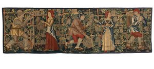 Fragmento de tapiz que representa a viñadores, posiblemente de Tournai, c.1460-70 (lana)