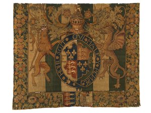 Tapiz con las armas reales de Eduardo VI y las armas de le Grys, realizado probablemente en Enghien, Flandes, Bélgica, c.1547-53 (lana) de Belgian School