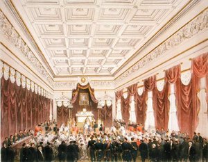 El Matrimonio de Maximiliano de Habsburgo-Lorena y Carlota de Sajonia-Coburgo-Gotha, en el Chateau de Bruselas el 21 de julio de 1857 de Belgian School