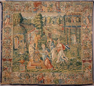 Los dones de Pomone (Pomona) ninfa de las frutas Tapiz de las manufacturas de Bruselas. Siglo XVI Genes, Musei di Strada Nuova
