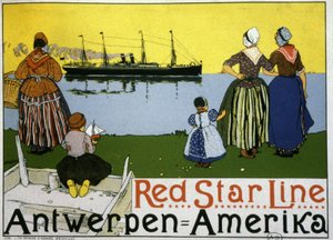 Transatlántico Amberes/América. Publicidad de la Red Star Line, c.1900 (impresión)