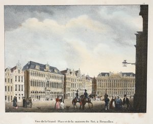Vista de la Grand Place y de la casa del Rey, en Bruselas, c.1895 (fotochrom)