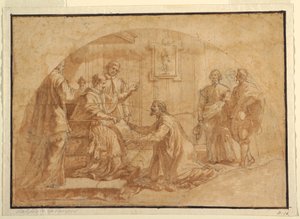 Dibujo, Papa recibiendo visita, 1590-1646