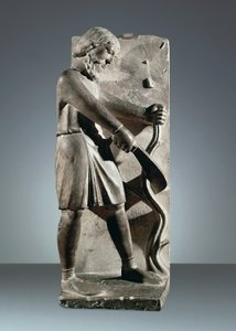 Diciembre, estatua del Ciclo de los Meses, Baptisterio de Parma de Benedetto Antelami