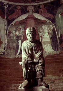 Enero, de un calendario de estatuas de los Trabajos de los Meses, c.1200 de Benedetto Antelami