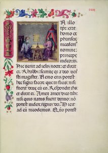 W.107 fol.24r Cristo y Nicodemo del Evangelarium de Santa Giustina escrito por Laurentius Gazius Cremonensis, 1523-25 de Benedetto Bordone