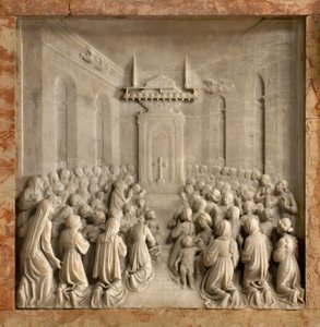 Cripta, Arca de los Santos Marcelino y Pedro Exorcista, Benedict Briosco 1506-08, Milagro de las palomas de Benedetto Briosco