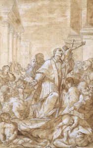 San Carlo Borromeo entre los apestados de Benedetto Luti
