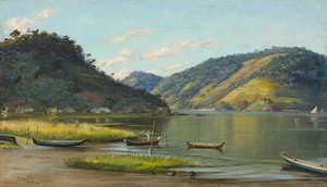Benedito Calixto - Ensenada con barcos, SP, 1907