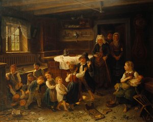 Niños jugando en un interior, 1873