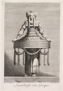 Mascarada a la griega: Sacerdotisa a la griega, Placa 8, 1771 de Benigno Bossi