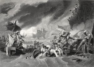 Batalla de La Hogue, grabado por W. French de Benjamin (after) West