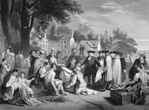 Tratado de William Penn con los indios, grabado por W. French