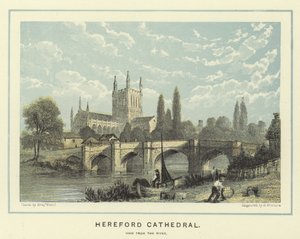 Catedral de Hereford, vista desde el río de Benjamin Baud