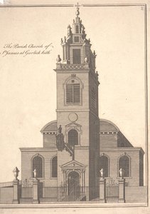 La iglesia parroquial de St. James Garlickhythe, c.1750 de Benjamin Cole