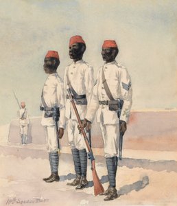 Sargento y otros dos soldados del 10º batallón sudanés, c.1889 (acuarela)