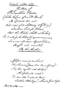 Epitafio de Benjamin Franklin, escrito por él mismo, 1728, 1840 de Benjamin Franklin