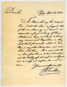 Carta de Benjamin Franklin a David Hartley MP, 14 de abril de 1782 de Benjamin Franklin