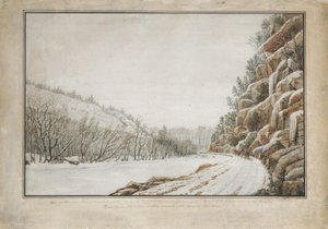 Vista en la nueva carretera de peaje, en el margen del Juniata, con una vista distante