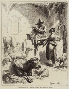 Pastor sentado en una fuente de Benjamin Herring
