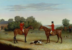 El maestro con perros de caza fuera de las perreras de Benjamin Herring
