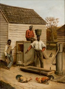 Pelea de gallos en el corral, 1860 de Benjamin J. Severance