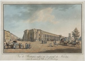 Perspectiva Nevski cerca del Gran Gostiny Dvor y la Duma de la Ciudad en San Petersburgo de Benjamin Patersson