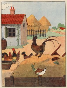 Ilustración para Chantecler de Benjamin Rabier (litografía en color)