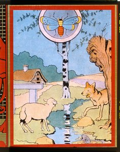Ilustración de El lobo y el cordero, de las "Fábulas" de Jean de La Fontaine (1621-95) (grabado en color) de Benjamin Rabier