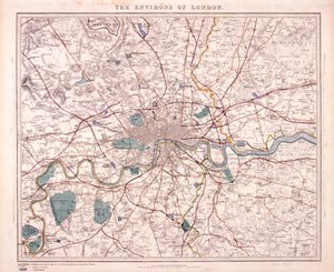 Mapa de Londres, c. 1860 de Benjamin Rees Davies
