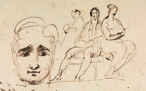 Esbozo de retrato y figuras sentadas de Benjamin Robert Haydon