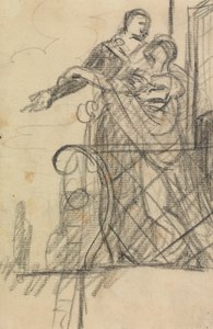 Estudio de dos figuras en un balcón de Benjamin Robert Haydon
