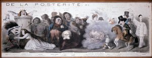El gran camino de la posteridad: representación de tragedia y comedia (Dorval, etc...) - Litografía de Benjamin Roubaud, Maison de Balzac, París